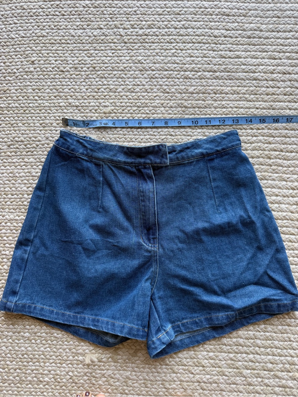 Mid-Rise Dark Blue Denim Shorts for Women